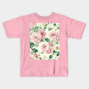 Beautiful Pink watercolor Floral Pattern Kids T-Shirt